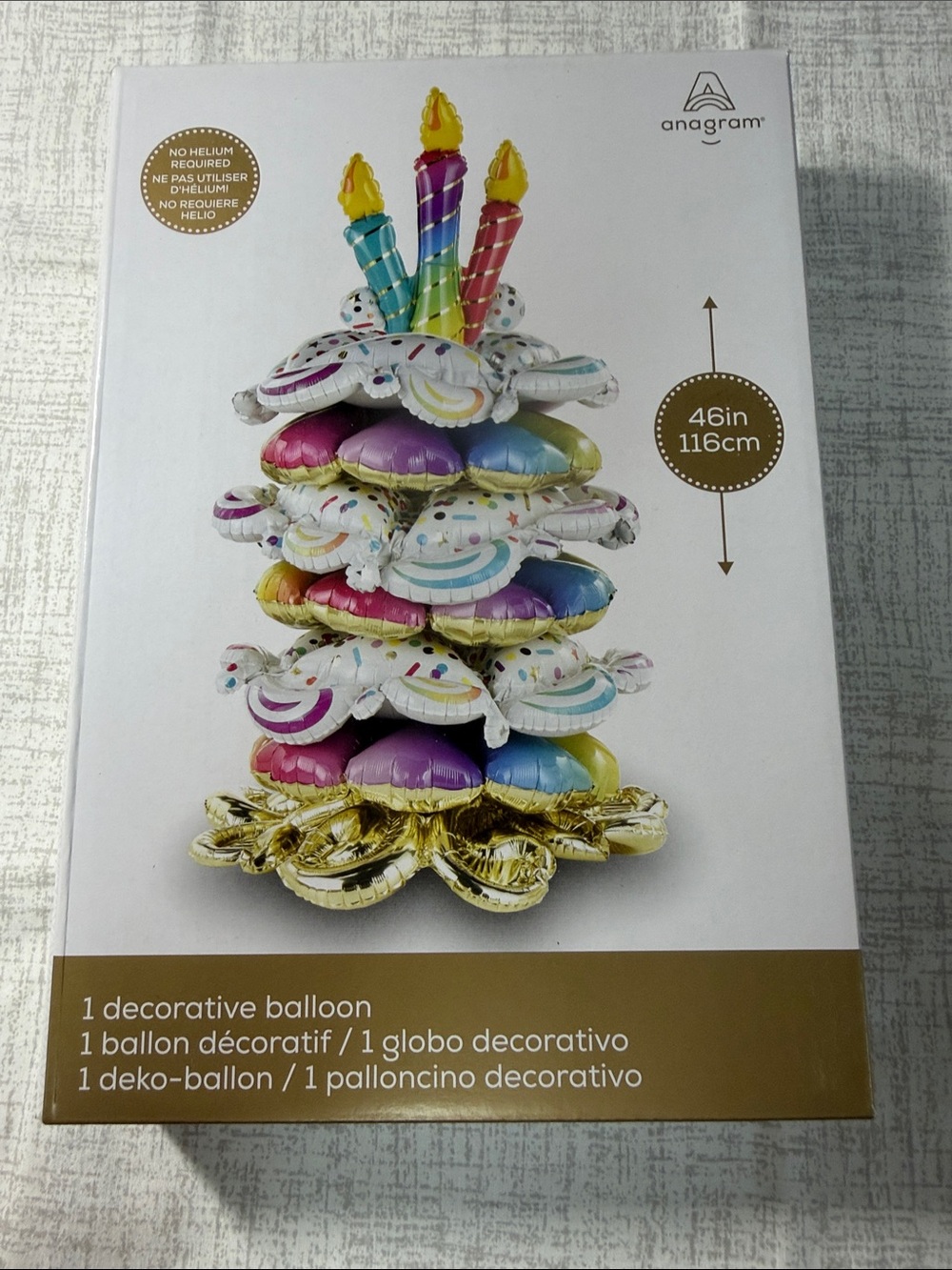 Multicolor Birthday Cake Decorative Balloon Stack